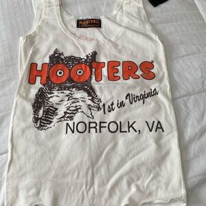 White Hooters Girl Uniform Shirt. XS Norfolk,VA. First in Virginia